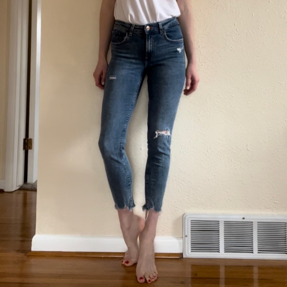 BERSHKA denim jeans with rips